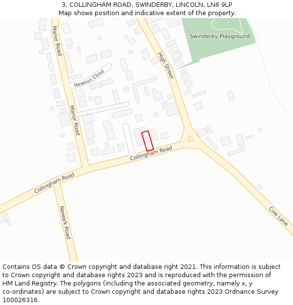 3, COLLINGHAM ROAD, SWINDERBY, LINCOLN, LN6 9LP: Location map and indicative extent of plot