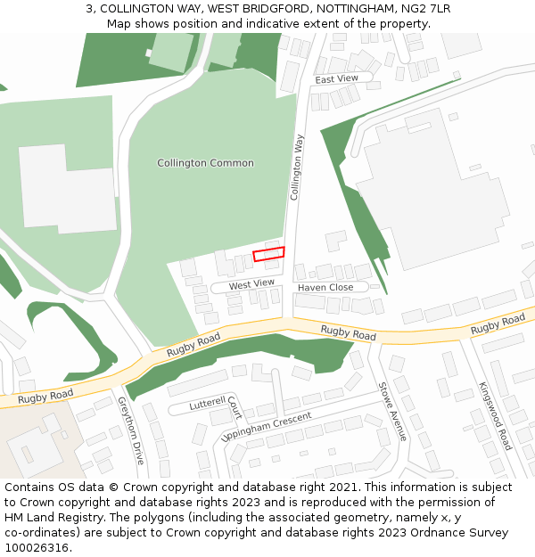 3, COLLINGTON WAY, WEST BRIDGFORD, NOTTINGHAM, NG2 7LR: Location map and indicative extent of plot