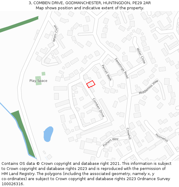 3, COMBEN DRIVE, GODMANCHESTER, HUNTINGDON, PE29 2AR: Location map and indicative extent of plot