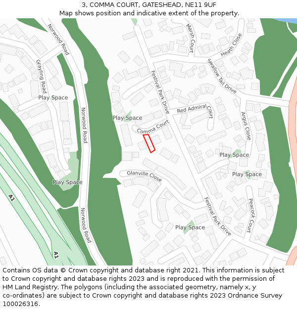 3, COMMA COURT, GATESHEAD, NE11 9UF: Location map and indicative extent of plot