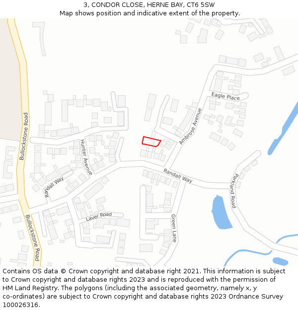 3, CONDOR CLOSE, HERNE BAY, CT6 5SW: Location map and indicative extent of plot