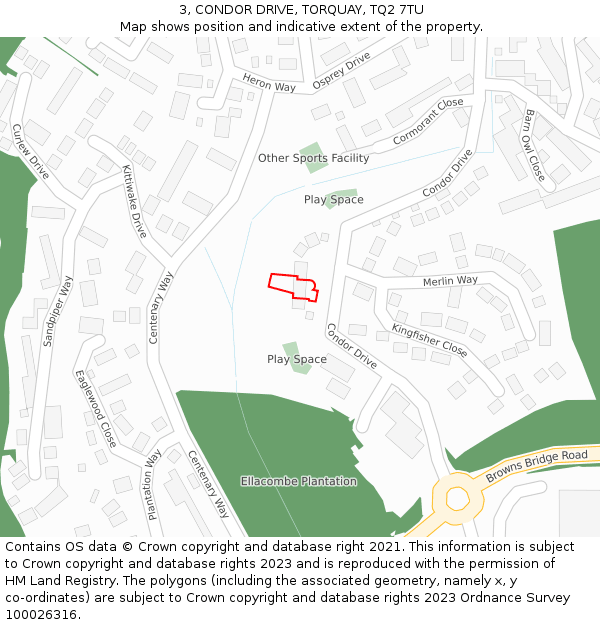 3, CONDOR DRIVE, TORQUAY, TQ2 7TU: Location map and indicative extent of plot