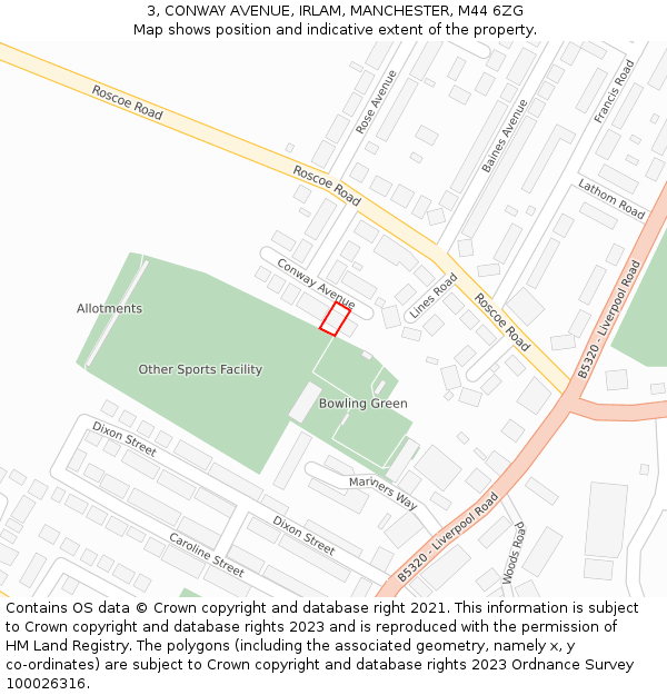 3, CONWAY AVENUE, IRLAM, MANCHESTER, M44 6ZG: Location map and indicative extent of plot