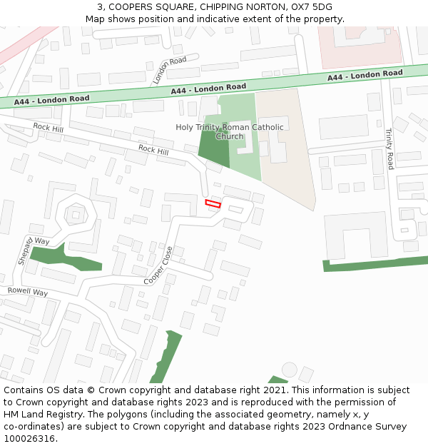 3, COOPERS SQUARE, CHIPPING NORTON, OX7 5DG: Location map and indicative extent of plot