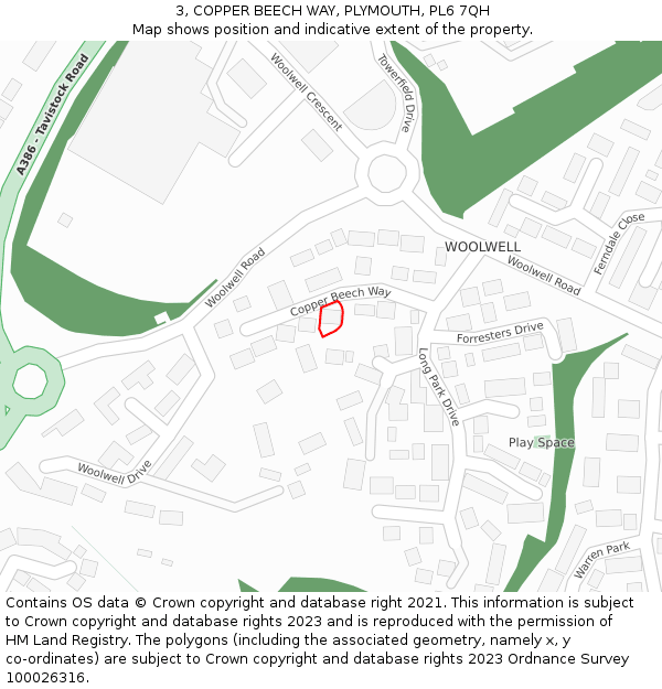 3, COPPER BEECH WAY, PLYMOUTH, PL6 7QH: Location map and indicative extent of plot