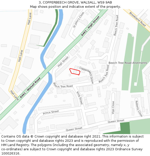 3, COPPERBEECH GROVE, WALSALL, WS9 9AB: Location map and indicative extent of plot