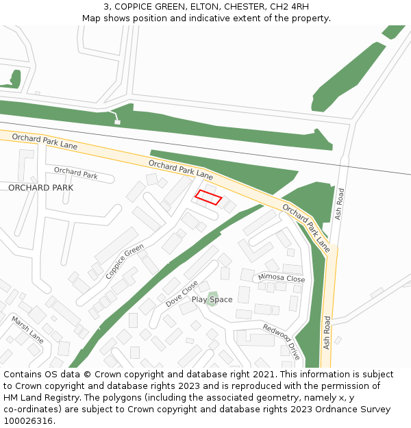 3, COPPICE GREEN, ELTON, CHESTER, CH2 4RH: Location map and indicative extent of plot