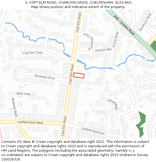 3, COPT ELM ROAD, CHARLTON KINGS, CHELTENHAM, GL53 8AG: Location map and indicative extent of plot