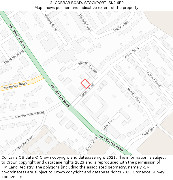 3, CORBAR ROAD, STOCKPORT, SK2 6EP: Location map and indicative extent of plot