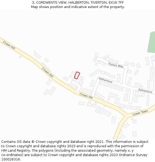 3, CORDWENTS VIEW, HALBERTON, TIVERTON, EX16 7FF: Location map and indicative extent of plot