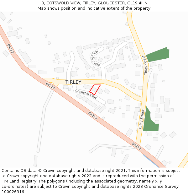 3, COTSWOLD VIEW, TIRLEY, GLOUCESTER, GL19 4HN: Location map and indicative extent of plot