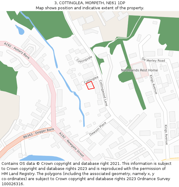 3, COTTINGLEA, MORPETH, NE61 1DP: Location map and indicative extent of plot