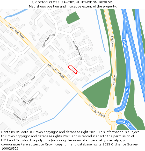 3, COTTON CLOSE, SAWTRY, HUNTINGDON, PE28 5XU: Location map and indicative extent of plot