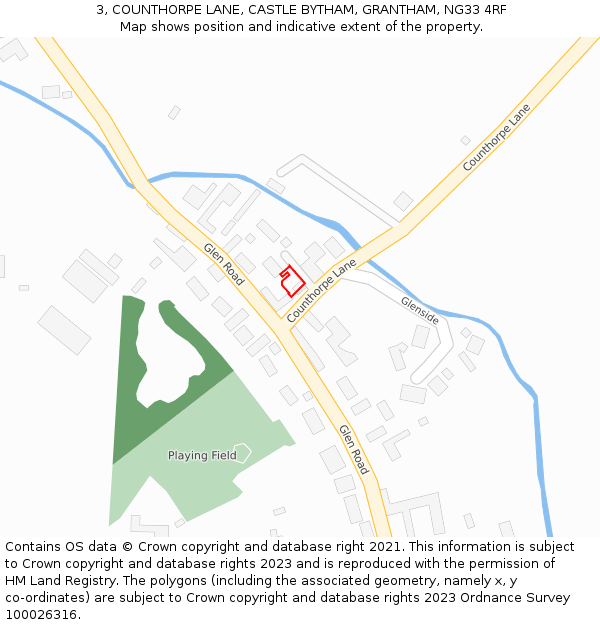 3, COUNTHORPE LANE, CASTLE BYTHAM, GRANTHAM, NG33 4RF: Location map and indicative extent of plot