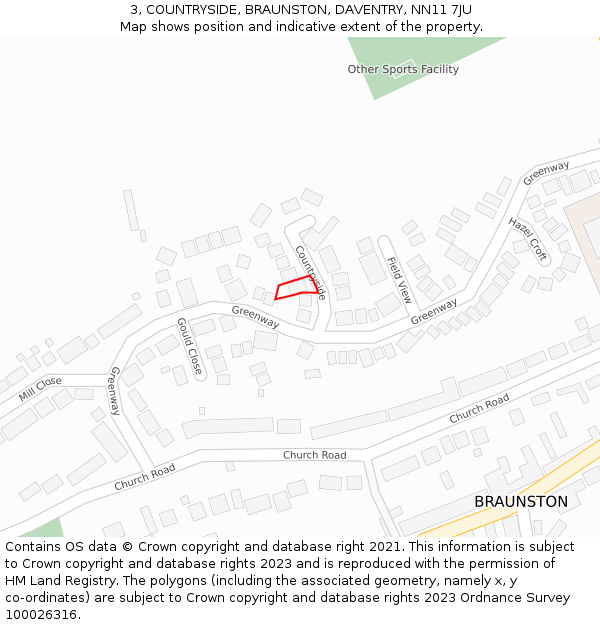 3, COUNTRYSIDE, BRAUNSTON, DAVENTRY, NN11 7JU: Location map and indicative extent of plot