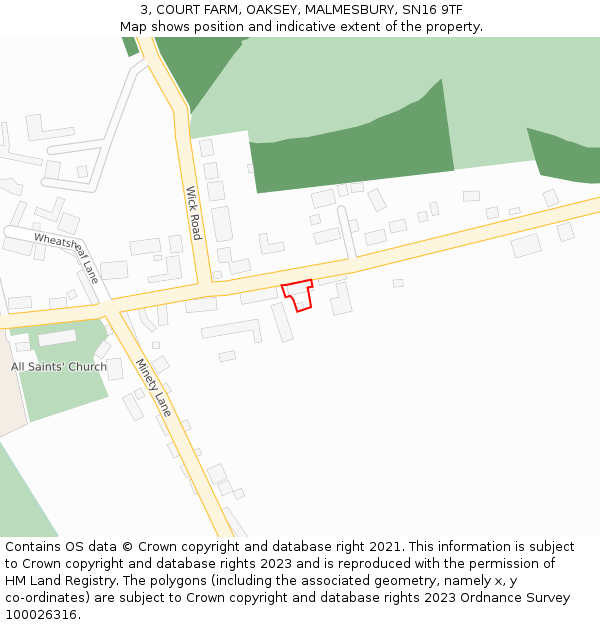 3, COURT FARM, OAKSEY, MALMESBURY, SN16 9TF: Location map and indicative extent of plot