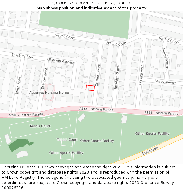 3, COUSINS GROVE, SOUTHSEA, PO4 9RP: Location map and indicative extent of plot