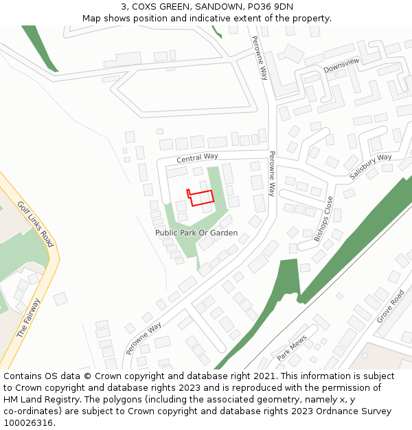 3, COXS GREEN, SANDOWN, PO36 9DN: Location map and indicative extent of plot