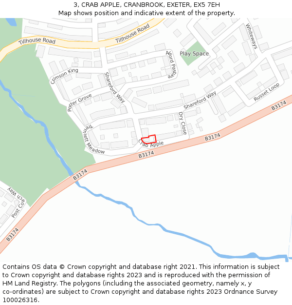 3, CRAB APPLE, CRANBROOK, EXETER, EX5 7EH: Location map and indicative extent of plot
