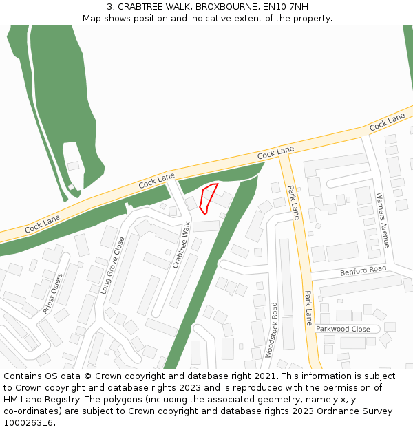 3, CRABTREE WALK, BROXBOURNE, EN10 7NH: Location map and indicative extent of plot