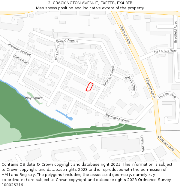 3, CRACKINGTON AVENUE, EXETER, EX4 8FR: Location map and indicative extent of plot