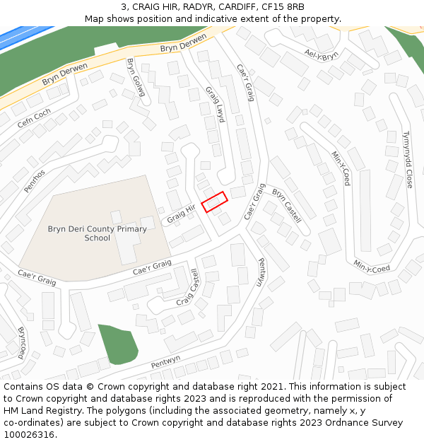 3, CRAIG HIR, RADYR, CARDIFF, CF15 8RB: Location map and indicative extent of plot