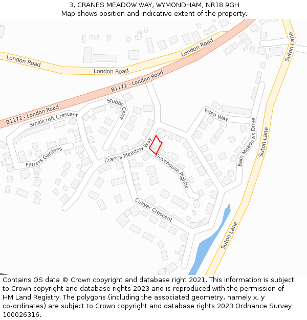 3, CRANES MEADOW WAY, WYMONDHAM, NR18 9GH: Location map and indicative extent of plot