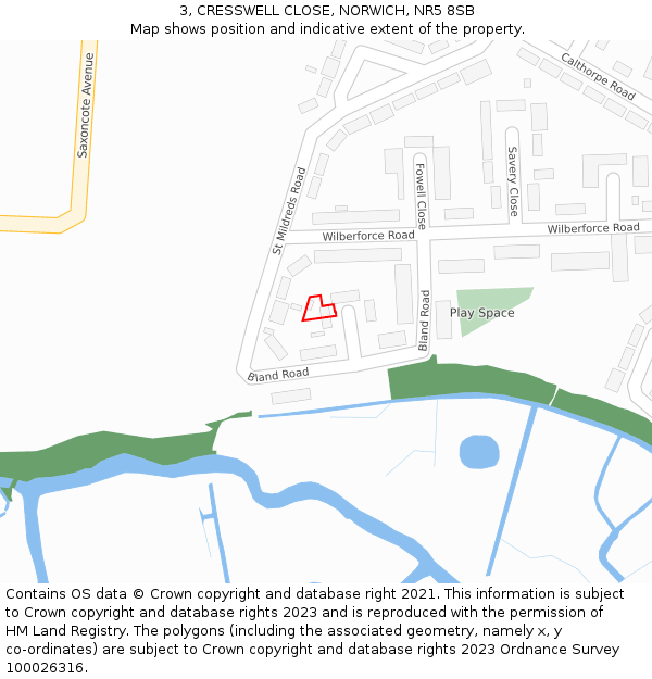 3, CRESSWELL CLOSE, NORWICH, NR5 8SB: Location map and indicative extent of plot