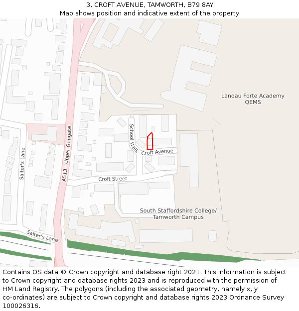 3, CROFT AVENUE, TAMWORTH, B79 8AY: Location map and indicative extent of plot