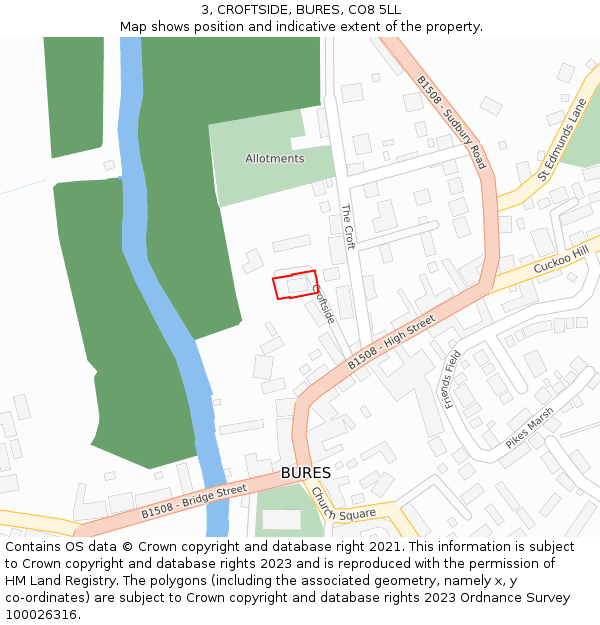 3, CROFTSIDE, BURES, CO8 5LL: Location map and indicative extent of plot