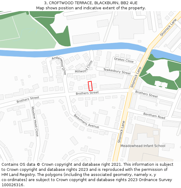 3, CROFTWOOD TERRACE, BLACKBURN, BB2 4UE: Location map and indicative extent of plot