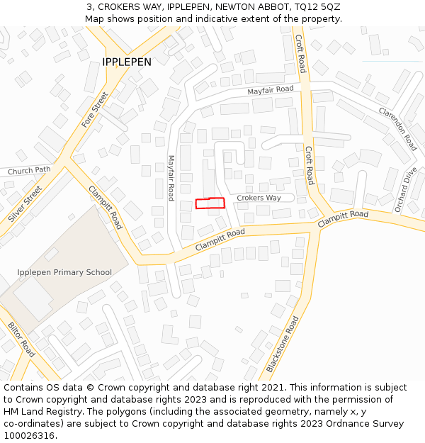 3, CROKERS WAY, IPPLEPEN, NEWTON ABBOT, TQ12 5QZ: Location map and indicative extent of plot