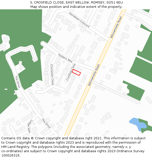 3, CROSFIELD CLOSE, EAST WELLOW, ROMSEY, SO51 6EU: Location map and indicative extent of plot