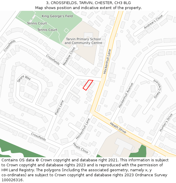 3, CROSSFIELDS, TARVIN, CHESTER, CH3 8LG: Location map and indicative extent of plot