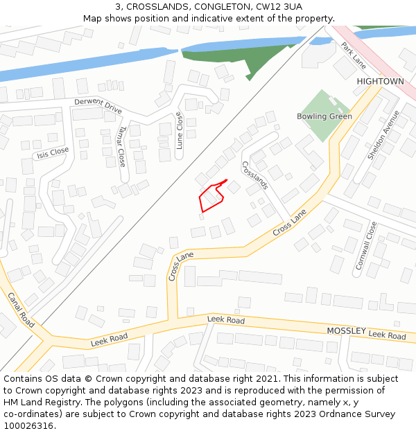 3, CROSSLANDS, CONGLETON, CW12 3UA: Location map and indicative extent of plot