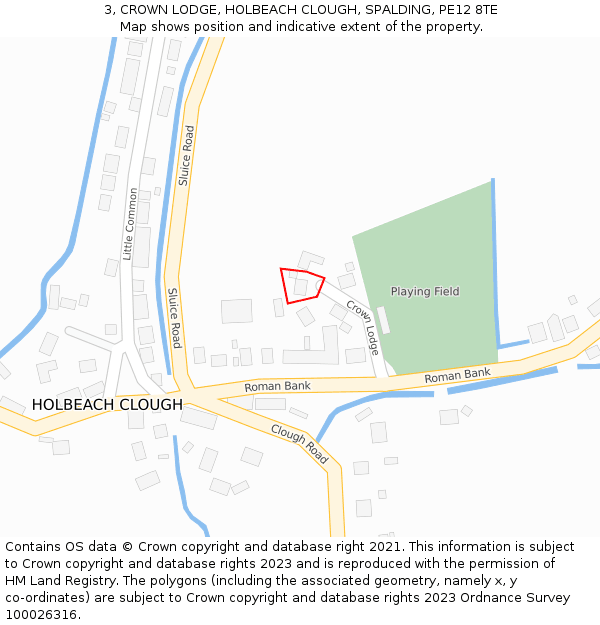 3, CROWN LODGE, HOLBEACH CLOUGH, SPALDING, PE12 8TE: Location map and indicative extent of plot