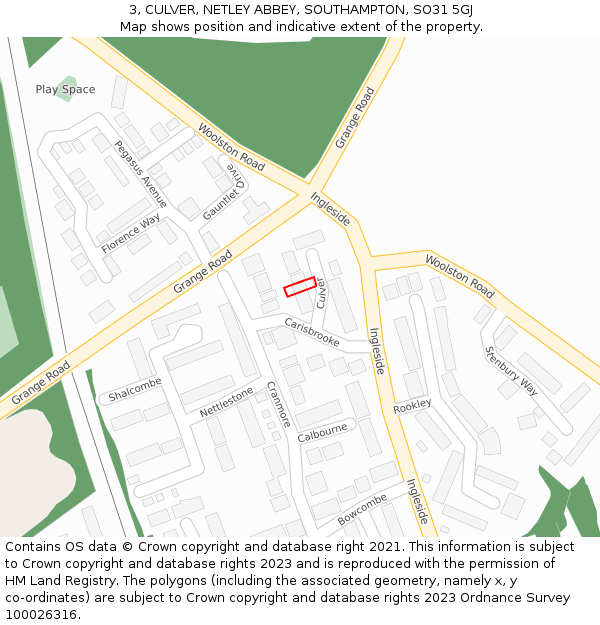 3, CULVER, NETLEY ABBEY, SOUTHAMPTON, SO31 5GJ: Location map and indicative extent of plot