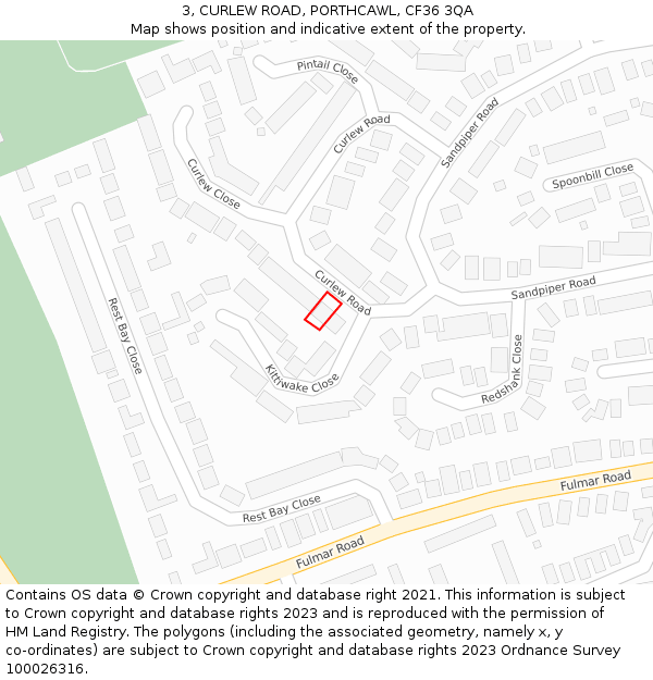 3, CURLEW ROAD, PORTHCAWL, CF36 3QA: Location map and indicative extent of plot