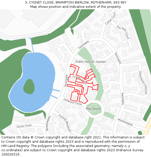 3, CYGNET CLOSE, BRAMPTON BIERLOW, ROTHERHAM, S63 6EY: Location map and indicative extent of plot