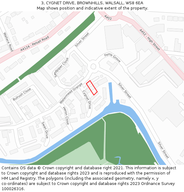 3, CYGNET DRIVE, BROWNHILLS, WALSALL, WS8 6EA: Location map and indicative extent of plot