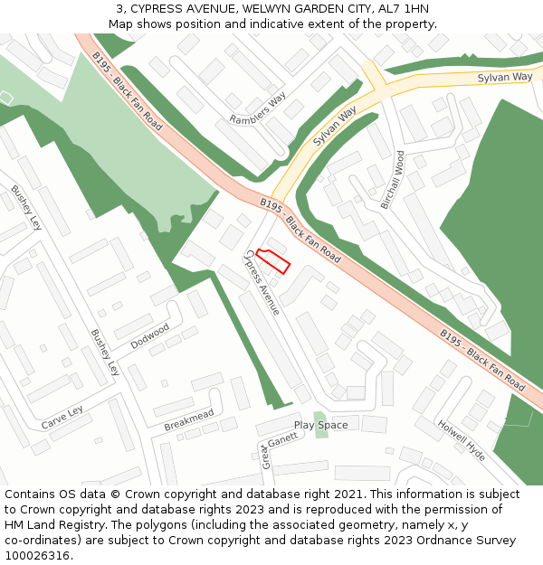 3, CYPRESS AVENUE, WELWYN GARDEN CITY, AL7 1HN: Location map and indicative extent of plot