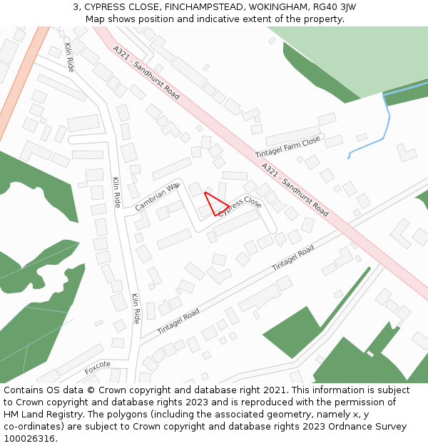 3, CYPRESS CLOSE, FINCHAMPSTEAD, WOKINGHAM, RG40 3JW: Location map and indicative extent of plot