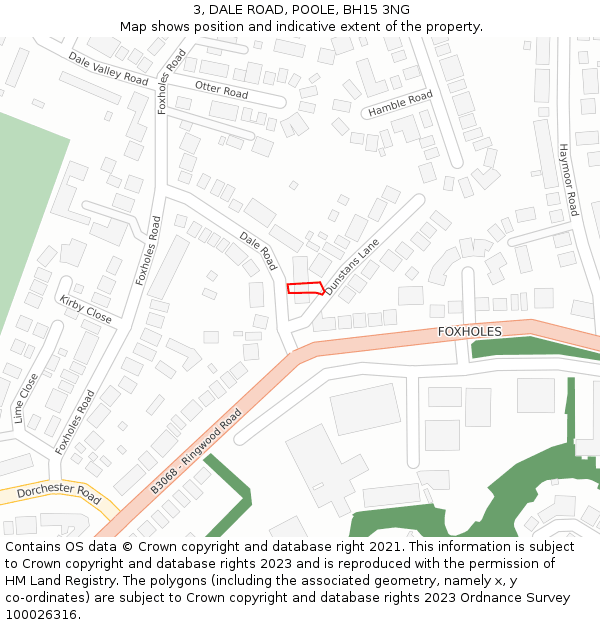 3, DALE ROAD, POOLE, BH15 3NG: Location map and indicative extent of plot