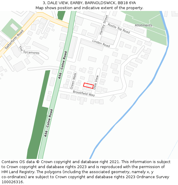 3, DALE VIEW, EARBY, BARNOLDSWICK, BB18 6YA: Location map and indicative extent of plot