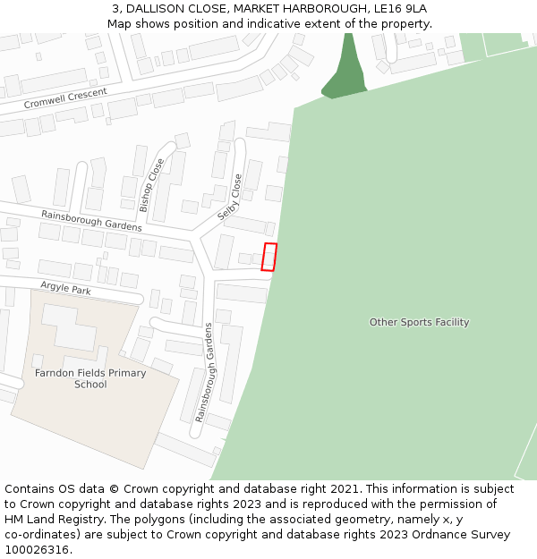 3, DALLISON CLOSE, MARKET HARBOROUGH, LE16 9LA: Location map and indicative extent of plot