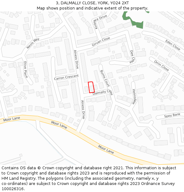 3, DALMALLY CLOSE, YORK, YO24 2XT: Location map and indicative extent of plot