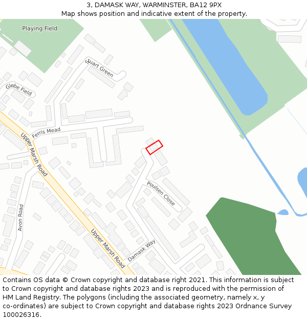 3, DAMASK WAY, WARMINSTER, BA12 9PX: Location map and indicative extent of plot
