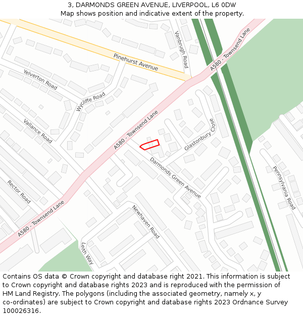 3, DARMONDS GREEN AVENUE, LIVERPOOL, L6 0DW: Location map and indicative extent of plot