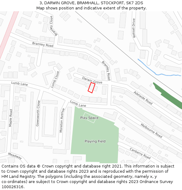 3, DARWIN GROVE, BRAMHALL, STOCKPORT, SK7 2DS: Location map and indicative extent of plot