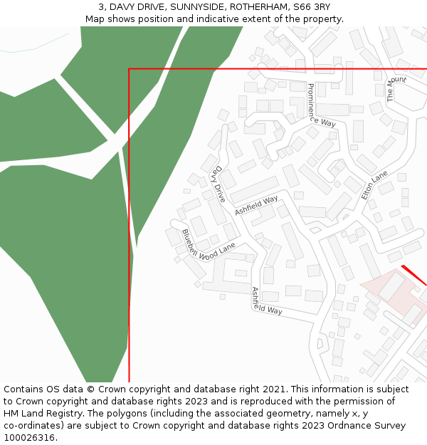 3, DAVY DRIVE, SUNNYSIDE, ROTHERHAM, S66 3RY: Location map and indicative extent of plot